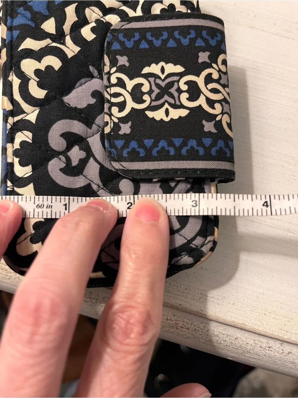Vera Bradley “Canterberry Cobalt” Quilted Zip-Around Wristlet